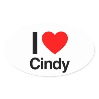 i love cindy oval sticker