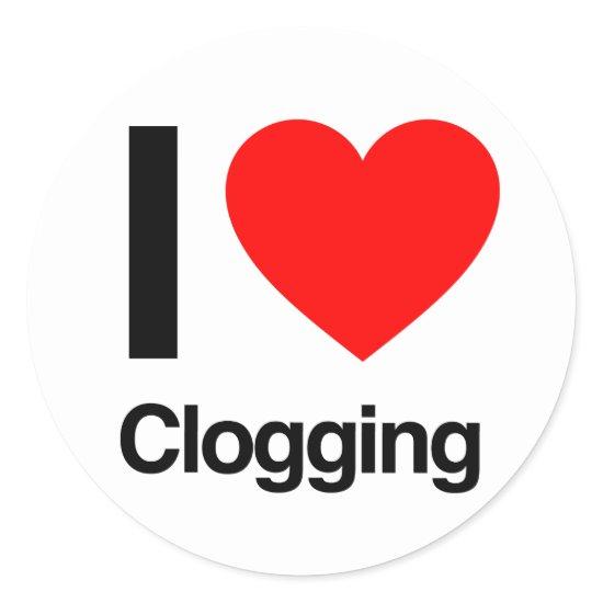 i love clogging classic round sticker