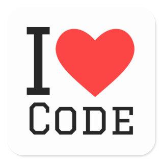 I love code square sticker