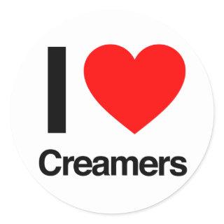 i love creamers classic round sticker