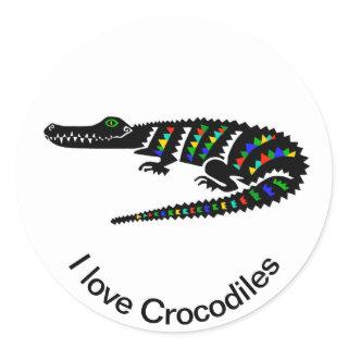 I love CROCODILES  - Reptile- Wildlife - USA Classic Round Sticker