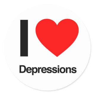 i love depressions classic round sticker