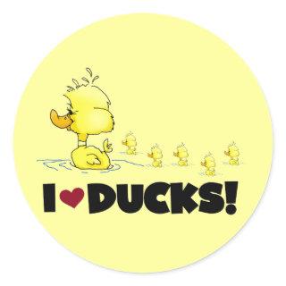 I Love Ducks Tshirts and Gifts Classic Round Sticker