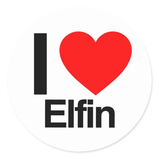 i love elfin classic round sticker