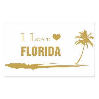 I Love Florida Gold Rectangular Sticker