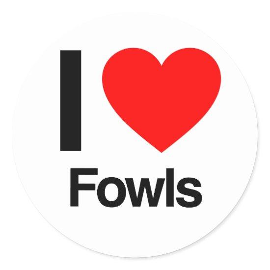 i love fowls classic round sticker