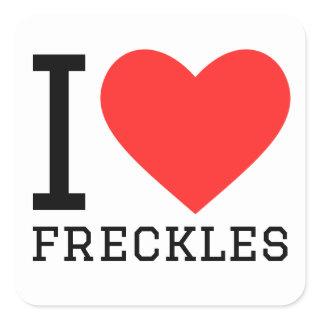 I love freckles square sticker