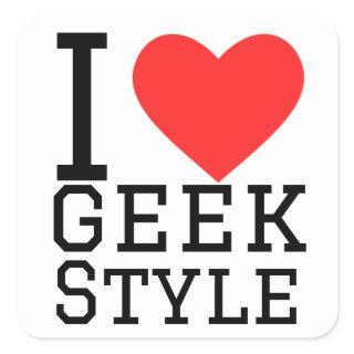 I love geek style square sticker