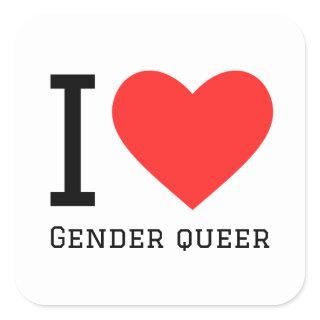 I love gender queer square sticker