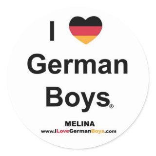 I Love German Boys Classic Round Sticker