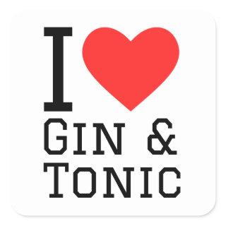 I love gin and tonic square sticker