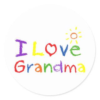 I Love Grandma Classic Round Sticker