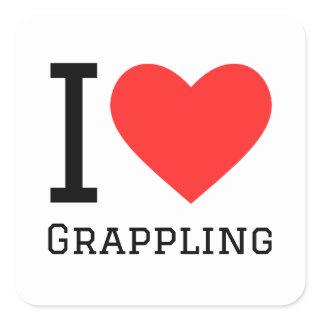 I love grappling square sticker