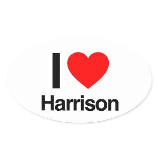 i love harrison oval sticker