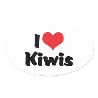 I Love Heart Kiwis - Kiwi Bird Lover Oval Sticker