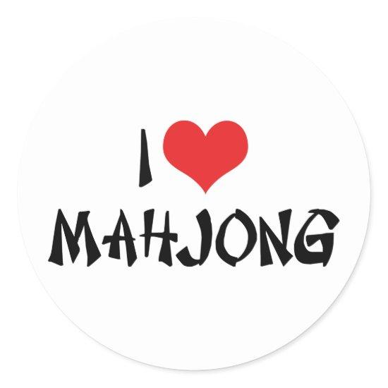 I Love Heart Mahjong - Mah Jong Lover Classic Round Sticker