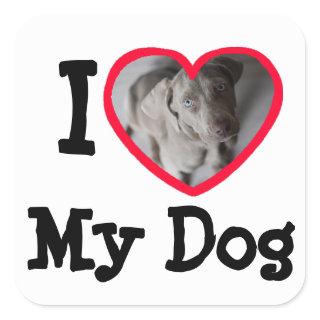 I Love (heart) My Dog Personalized Photo Stickers