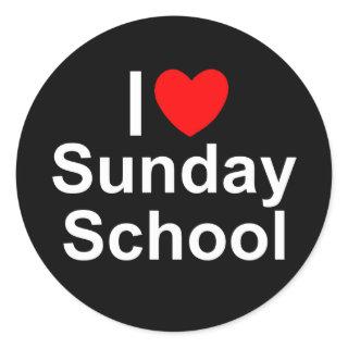 I Love (Heart) Sunday School Classic Round Sticker