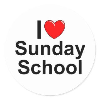 I Love (Heart) Sunday School Classic Round Sticker