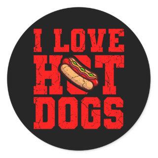 I LOVE HOT DOGS Hot Dog Eating Contest Hot Dog Classic Round Sticker