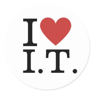 I ❤️ Love I.T. Information Tech Staff CUSTOM Classic Round Sticker