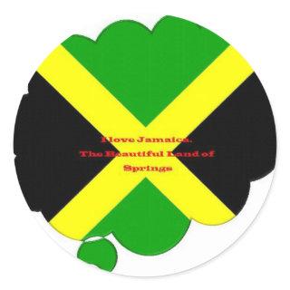 I Love Jamaica Text on Flag Art Print Classic Round Sticker