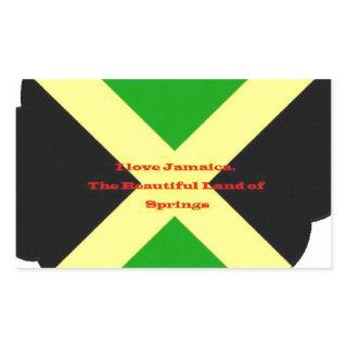 I Love Jamaica Text on Flag Art Print Rectangular Sticker