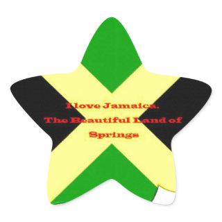 I Love Jamaica Text on Flag Art Print Star Sticker