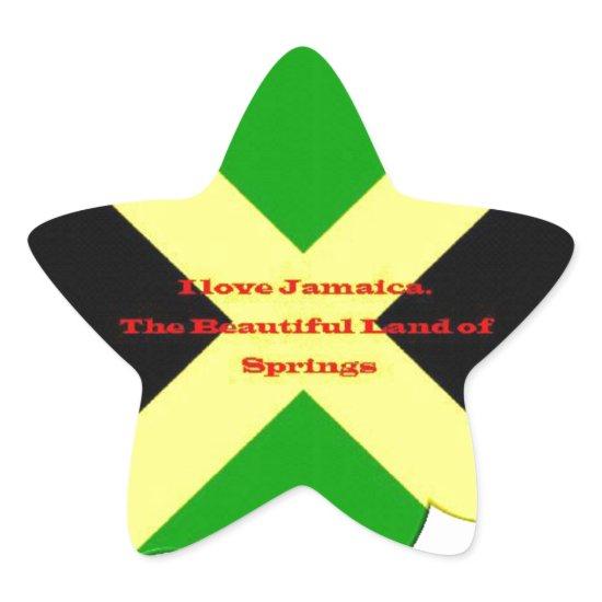 I Love Jamaica Text on Flag Art Print Star Sticker