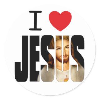 I Love Jesus - I Heart Jesus with image in name Classic Round Sticker