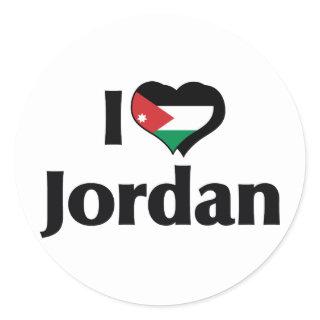 I Love Jordan Flag Classic Round Sticker