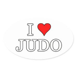 I Love Judo Oval Sticker