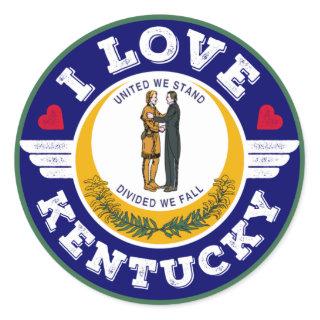 I Love Kentucky State Flag United We Stand Classic Round Sticker