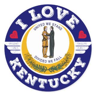 I Love Kentucky State Flag United We Stand Classic Round Sticker