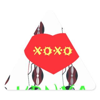 I Love Kenya Maasai Art Print Triangle Sticker