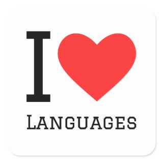 I love languages square sticker