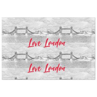 I Love London Red Text Tower Bridge Decoupage  Tissue Paper