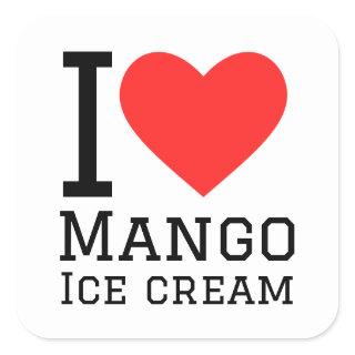 I love mango ice cream square sticker