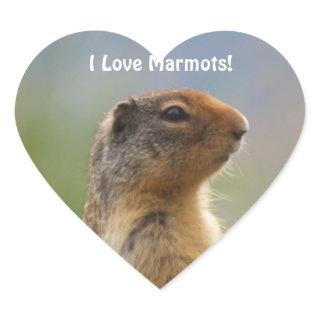 I Love Marmots Wildlife Photo Heart Sticker