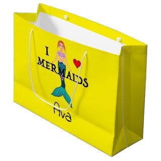 I Love Mermaids Design - Gift Bag - Large