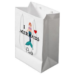 I Love Mermaids Design - Gift Bag - Medium
