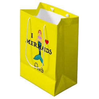 I Love Mermaids Design - Gift Bag - Medium