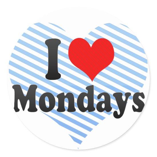 I Love Mondays Classic Round Sticker