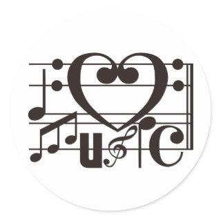 I LOVE MUSIC CLASSIC ROUND STICKER