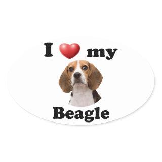 I Love My Beagle Oval Sticker