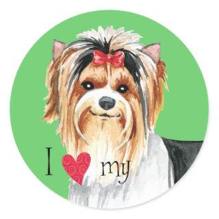 I Love my Biewer Terrier Classic Round Sticker