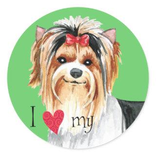 I Love my Biewer Terrier Classic Round Sticker