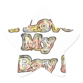 I Love My Boy Design Cool Vintage Collection Text Star Sticker