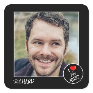 I Love My Bro, Custom Photo – Personalized Square Sticker