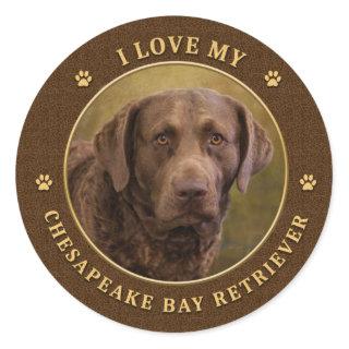 I Love My Chesapeake Bay Retriever Round Stickers